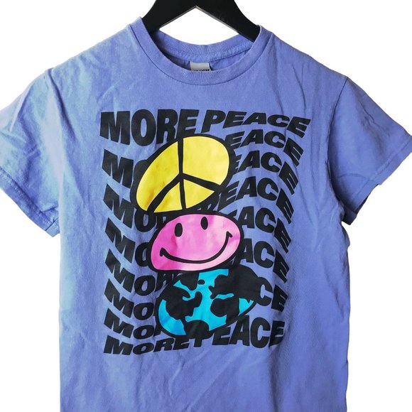 More Peace T Shirt Adult Purple Small S Wavey Smiley Sign Graphic Tee Solid Logo - Picture 2 of 11